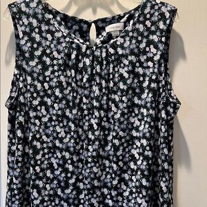 Calvin Klein Floral Sleeveless Top - Black and White
